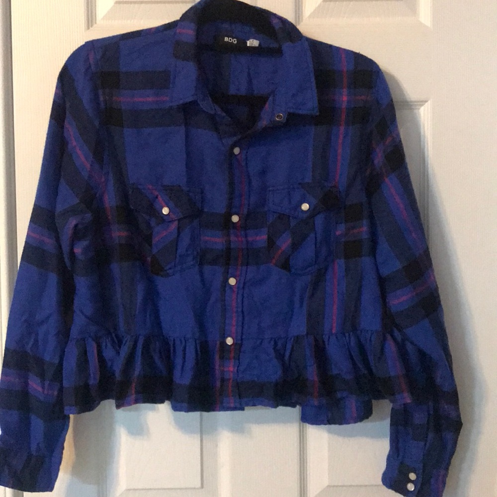 UO plaid ruffled jacket
